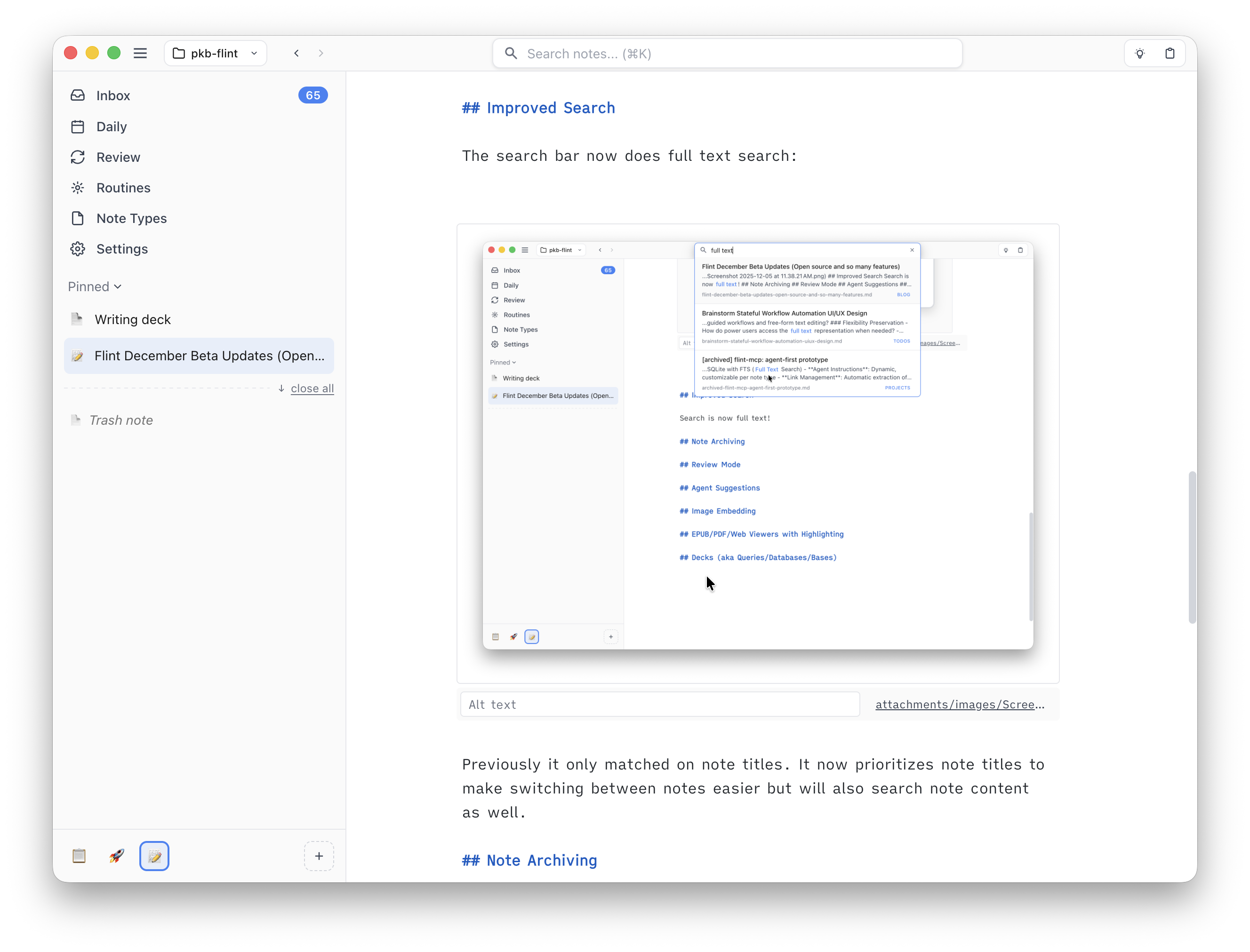 Screenshot of a note with embedded images